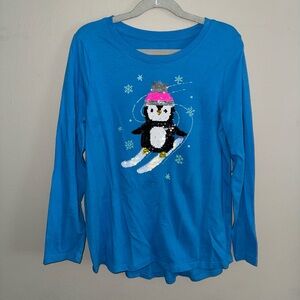 Cat & Jack, girls sequined graphic long sleeve top, size large 10/12